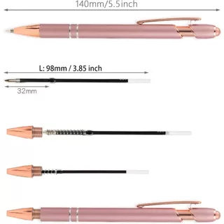 10 ชิ้น 3.85 '' 98 มม. ปากกาลูกลื่นหมึกเติมสําหรับปากกาคลิก, ปลายจุดขนาดกลาง 1 มม.
