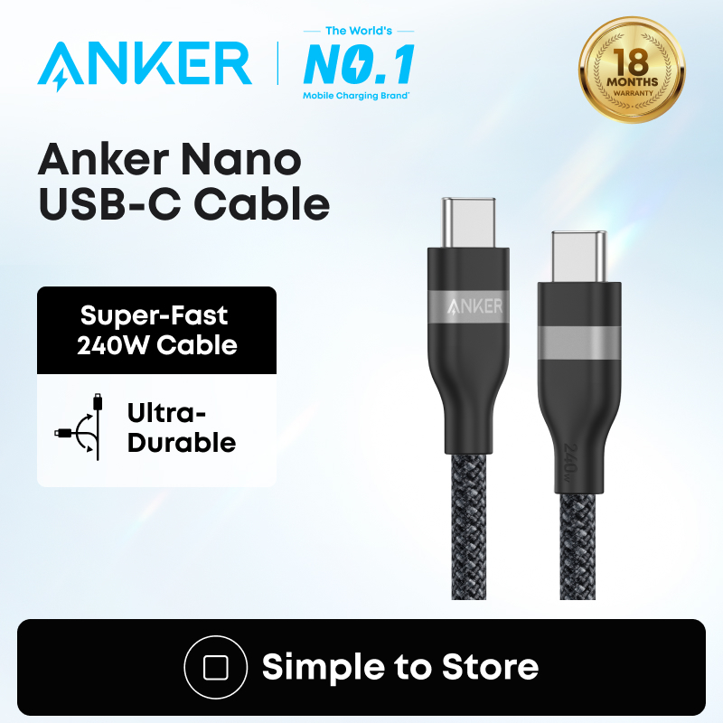 [ราคาพิเศษ]Anker Nano สายชาร์จ USB-C 240W ยาว 1.8 เมตร สายถัก ทนทาน ชาร์จเร็ว สำหรับ for iPhone 17 Pro Max / 15 / 14 / 13 / MacBook Pro / อุปกรณ์ Type-C