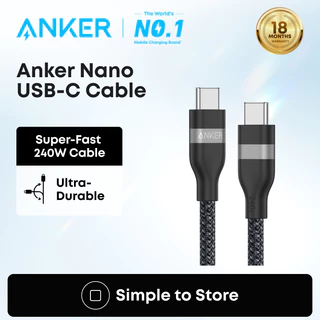 [ราคาพิเศษ]Anker Nano สายชาร์จ USB-C 240W ยาว 1.8 เมตร สายถัก ทนทาน ชาร์จเร็ว สำหรับ for iPhone 17 Pro Max / 15 / 14 / 13 / MacBook Pro / อุปกรณ์ Type-C