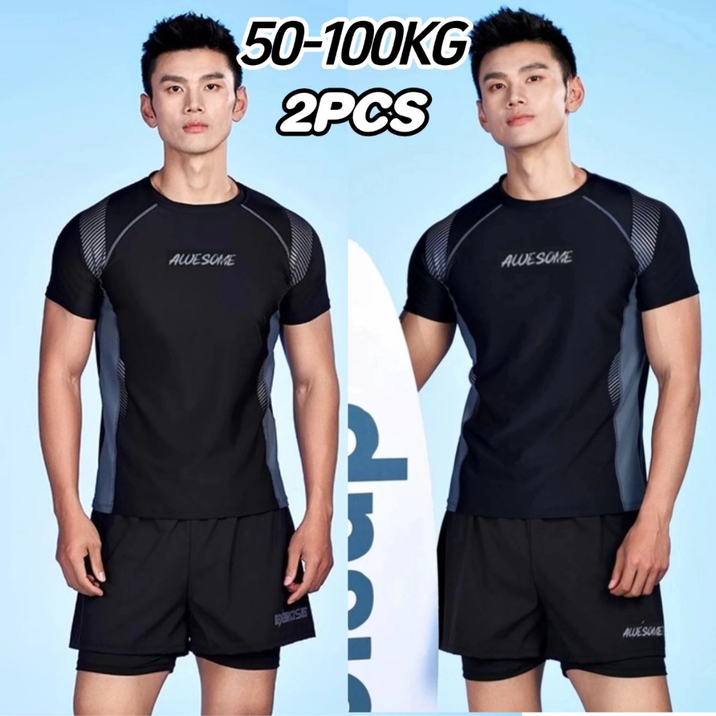 ✨50-100KG✨ชุดว่ายน้ําผู้ชาย ทูพีช ชุดว่ายน้ำ คนอ้วน ไซส์ ใหญ่ผู้ชาย 2XL-6XL กางเกงว่ายน้ำ ผ้า2ชั้น ยืดหยุ่นได้ ผ้าแห้งเร็ว สามารถใส่ดำน้ำได้