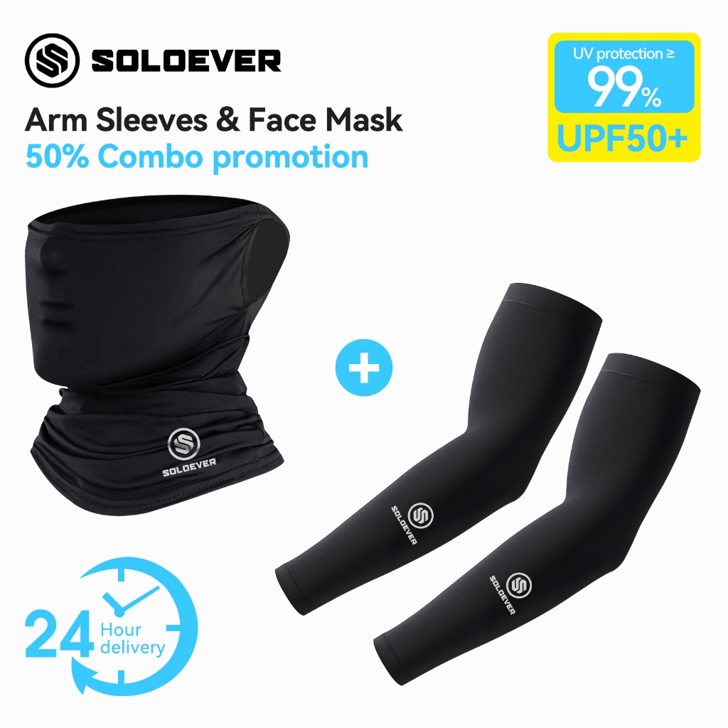 【TH Delivery】【Buy one Get one】SOLOEVER ปลอกแขนกันแดดกัน uv รุ่นผ้านุ่ม กันยูวี UPF50 ยืดได้เยอะ