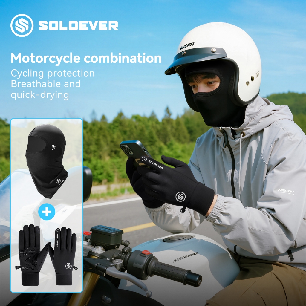 【TH Delivery】SOLOEVER ปลอกแขนกันแดด+หน้ากากปั่นจักรยาน ผ้าเรยอน ป้องกันรังสียูวี สําหรับผู้ชายและผู้หญิง หน้ากากกีฬากลางแจ้ง