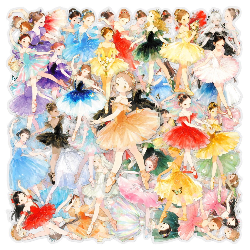 Ins สไตล์ 50 ชิ้นบัลเล่ต์สาวสติกเกอร์ใสสําหรับโทรศัพท์แล็ปท็อปสมุดภาพ Art หมวกกันน็อคสติกเกอร์ Graffiti กันน้ํา DIY