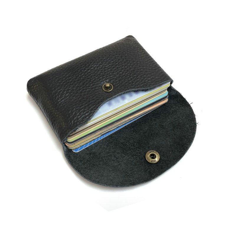 GENODERN First layer Cowhide ผู้ถือบัตรเครดิตสําหรับผู้หญิงและผู้ชายของแท้หนัง Bank Card กระเป๋าสตาง