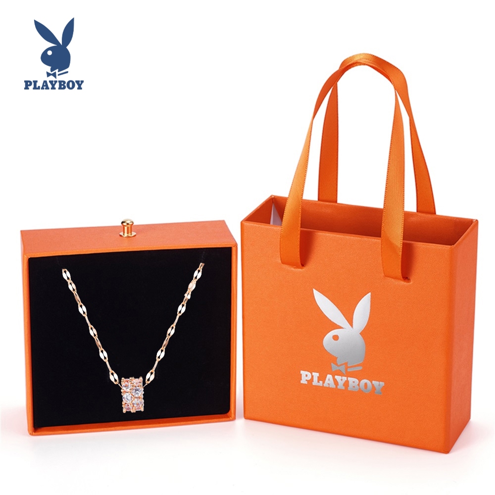 สร้อยคอ PLAYBOY สไตล์เกาหลีสไตล์อินสําหรับผู้หญิง แพ้ง่าย สแตนเลส กล่องเครื่องประดับ GDX002