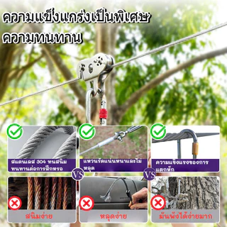 ลวดสลิงหุ้มพลาสติก PVC สลิงหุ้มพีวีซี ลวดสลิงหุ้มpvc ลวดเหล็กเคลือบพลาสติกใสราวตากผ้าเชือกกลางแจ้งสแตนเลสห Ø 1.5-3 mm x ยาว 10m/ 20m/ 30m