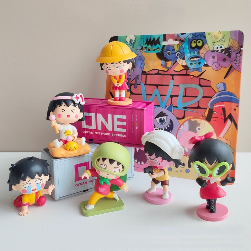 6 ชิ้น/เซ็ต Chibi Maruko-chan อะนิเมะรูป Weep Sakura Momoko Angry Sakura Sakiko รุ่น Q PVC ตัวเลขการกระทําเดสก์ท็อปตกแต่งตุ๊กตาของเล่น
