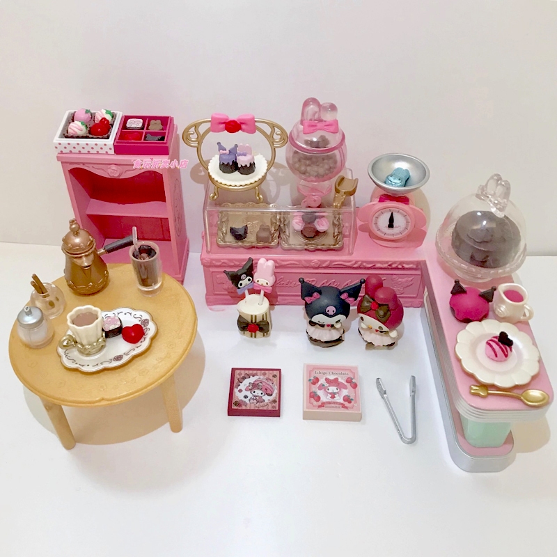 8 ชิ้น/เซ็ต 7 ซม.อะนิเมะ My Melody Kuromi ช็อกโกแลต Workshop Gourmet ขนม PVC ตัวเลขการกระทํา Microcosmic รุ่นเดสก์ท็อปตกแต่งคอลเลกชันตุ๊กตาของเล่น