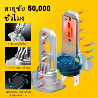 AUXITO 2PC ไฟหน้า Q16 H7 LED 100W 20000LM ไฟสูง-ต่ำ ใส่ได้เลย ผนังกันสีดำ แสง สว่างกว่าเดิม 400%