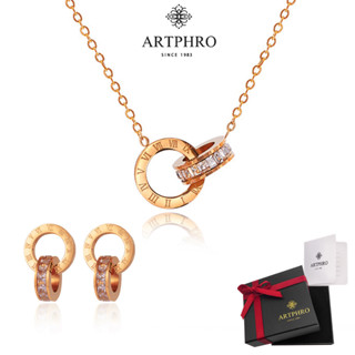 ARTPHRO สร้อยคอจี้สองห่วงและต่างหูสองห่วง ทำจากเหล็กไททาเนีย…