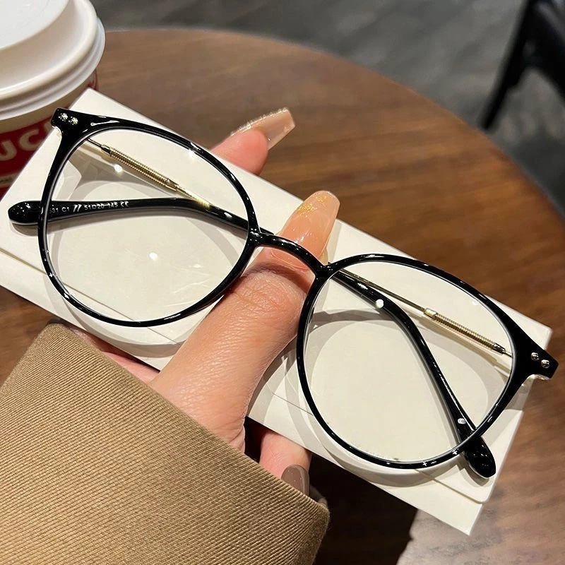 👓แว่นสายตาสั้น👓 -50~600° แว่นป้องกันแสงสีฟ้า กรอบแว่นทรงกลม ตาแฟชั่นผู้ชายและผู้หญิง 067