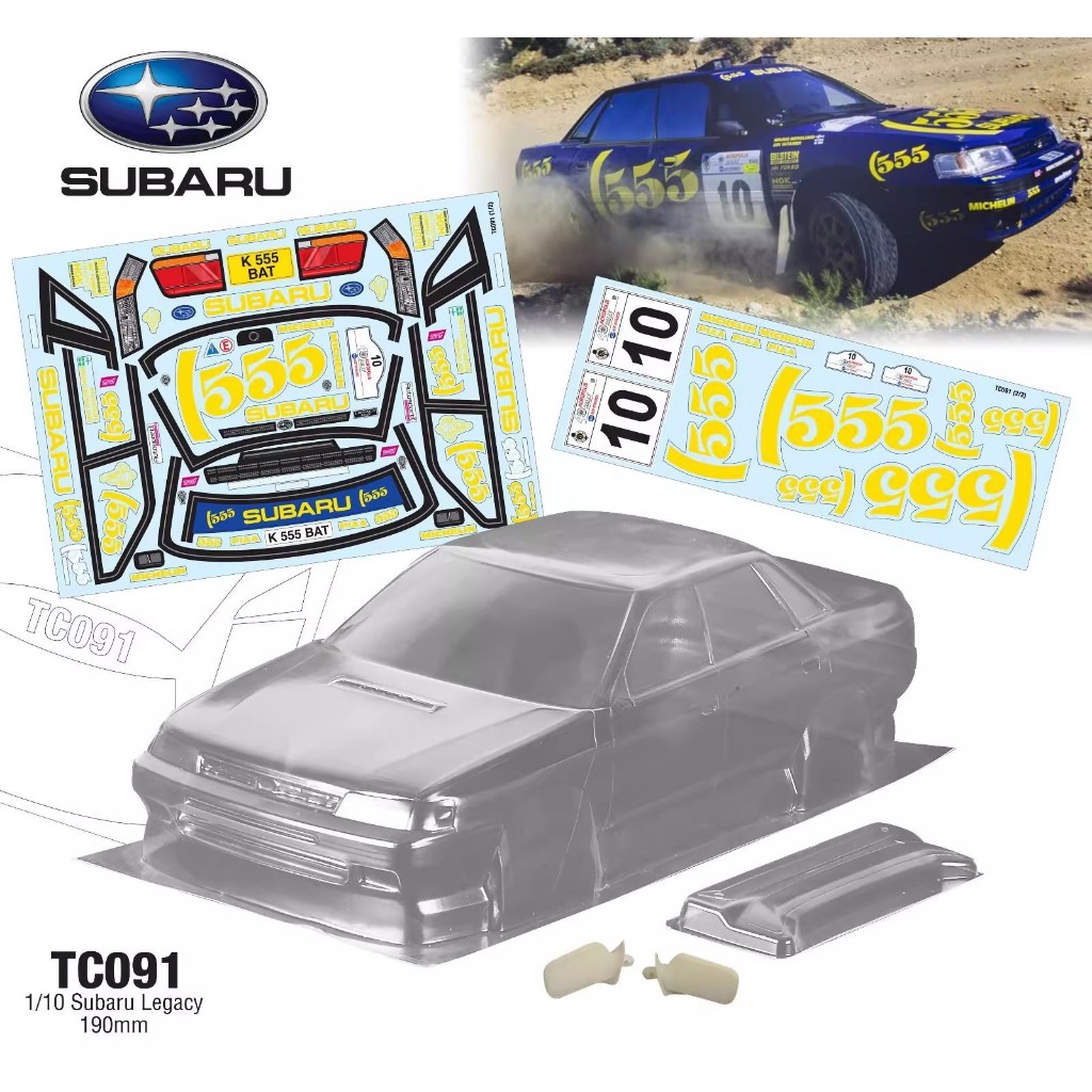 1/10 PC RC TC091 1/10 Legacy Shell Body 190 มม.กว้าง 260 มม.ฐานล้อหางปีกโคมไฟโปร่งใสสําหรับ 1/10 RC 