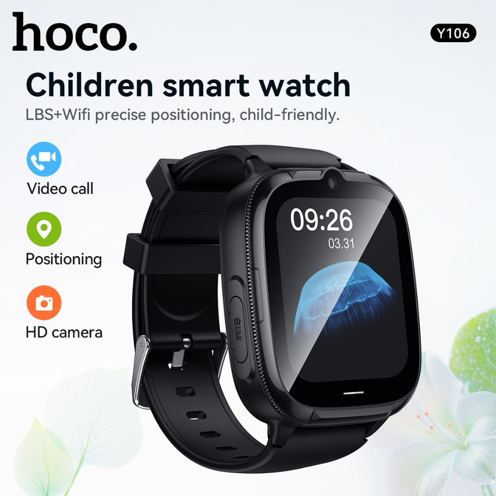 [รองรับซิมการ์ดนาโน] Hoco Y106 4G นาฬิกาโทรศัพท์สําหรับเด็กนาฬิกาอัจฉริยะเด็กผู้หญิง 1.83 นิ้ว LCD Ip67 นาฬิกาเด็กกันน้ํารองรับขนาดใหญ่ GPS/LBS/WiFi/Call Kids