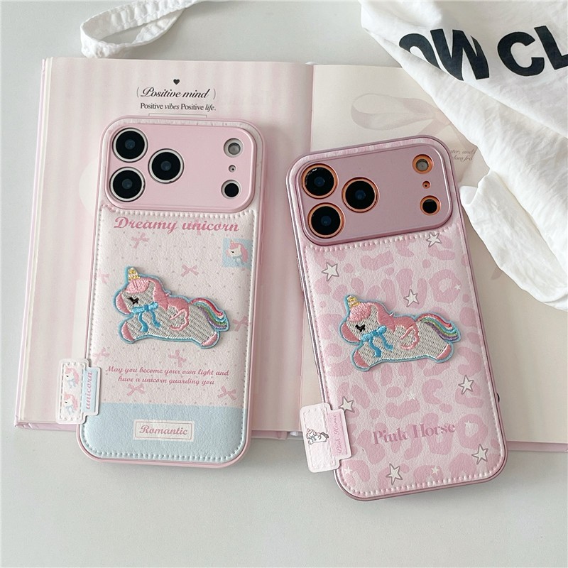 Phone 16 Pro max 15 Pro max เคสโทรศัพท์วัสดุ PU ลายม้า CBow