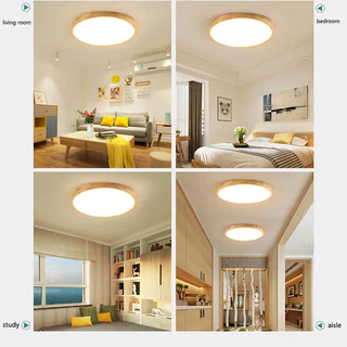 GOGEOUS โคมไฟเพดาน LED 50/40/30/23 ซม. โคมไฟเพดานไม้จริง ไฟ3สี (3000K/4000K/6500K)+ หรี่แสงไร้สเต็ป พร้อมรีโมท หรี่แสงได้ พร้อมรีโมตคอนโทรล ไฟห้องนอน มินิมอล โมเดิร์น สําหรับห้องนอน ห้องนั่งเล่น ไฟติดเพดาน รับประกัน 10ปี