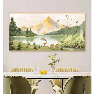 ภาพวาดตกแต่งร้านอาหารห้องนั่งเล่นนาฬิกาแขวนแนวนอน นาฬิกาแนวนอน