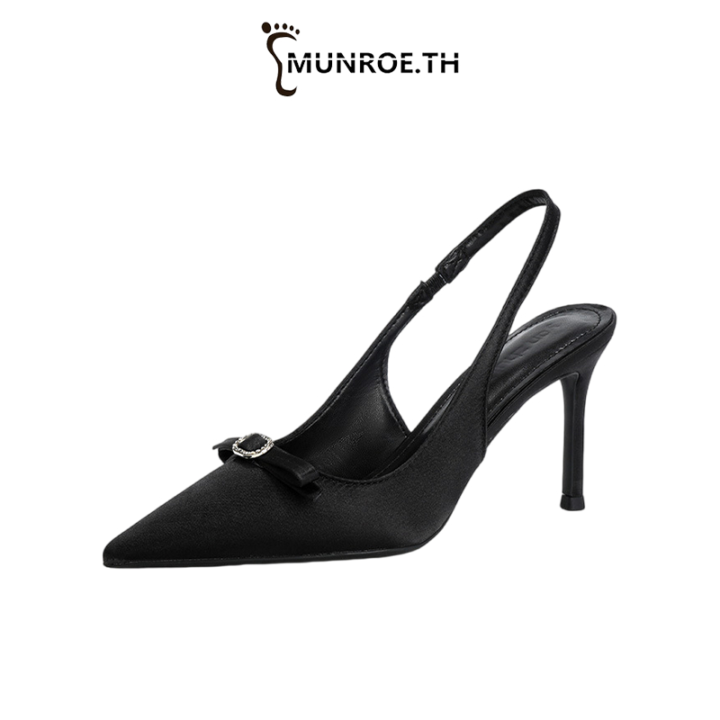 Munroe รองเท้าส้นสูง สไตล์ใหม่ ปลายแหลม แฟชั่น สีทึบ รองเท้าสวย