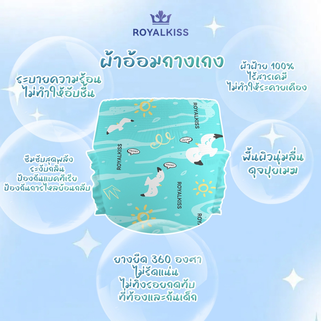 ROYALKISS ผ้าอ้อมกางเกง เด็กแรกเกิด ผ้าอ้อมแบบกางเกงเด็กทารก สำหรับเด็กหัดเดิน/ฝึกนั่งกระโถน M-XXXL​ ส่งฟรี-กันซึม​​ ​​นุ่ม​​ ​​​ซึมซับเร็ว​​​​ - รูปที่ 2