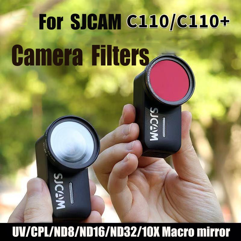 ตัวกรองกล้องแอคชั่นแคมเมราสําหรับ SJCAM C110/C110+ ชุดกรอง UV/CPL/STAR/ND8/ND16/ND32/10X Macro Mirro