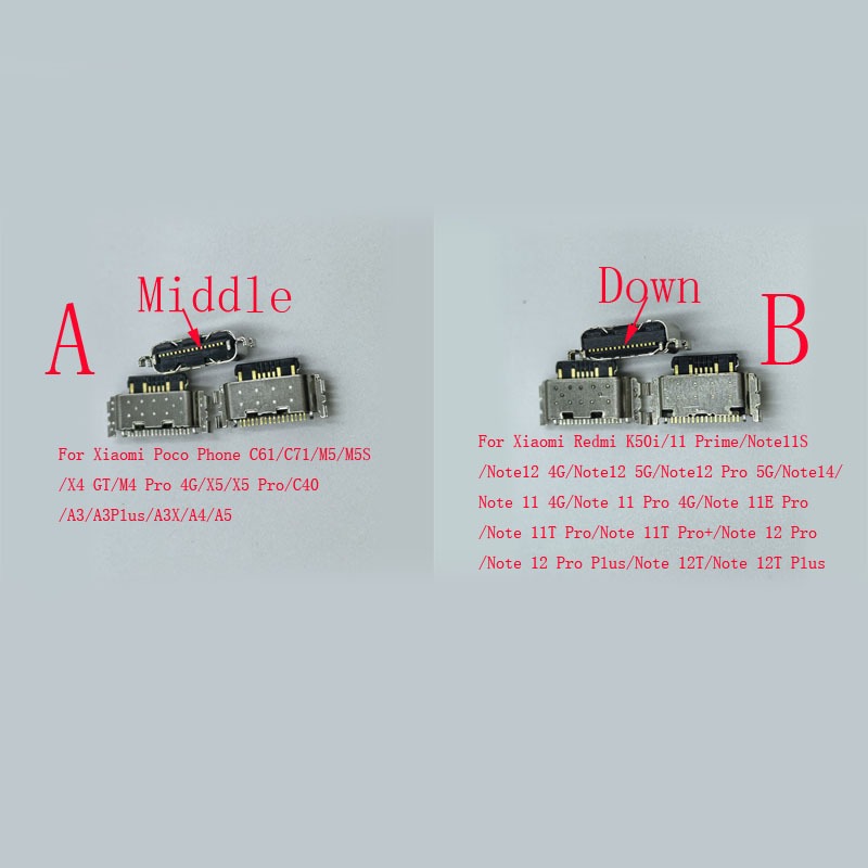 5-50Pcs USB Connector Plug สําหรับ Xiaomi Poco C61 C71 M5S X4 GT M4 X5 Pro M5 C40 A3 Plus A3X A4 A5 