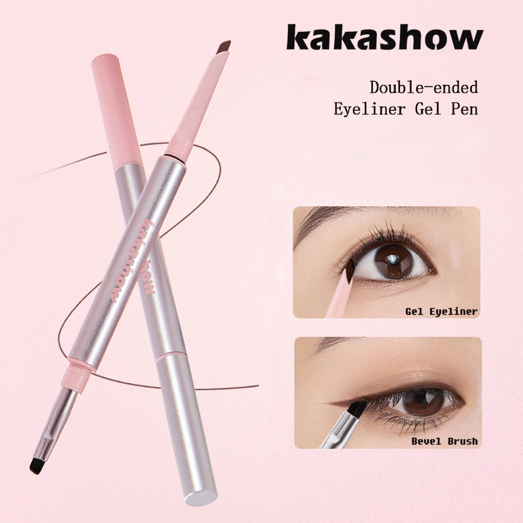 KAKASHOW Double-ended Gel Eyeliner - กันน้ําเหงื่อติดทนนาน Smudgeproof Natural Smooth Black Brown Eyeliner C631