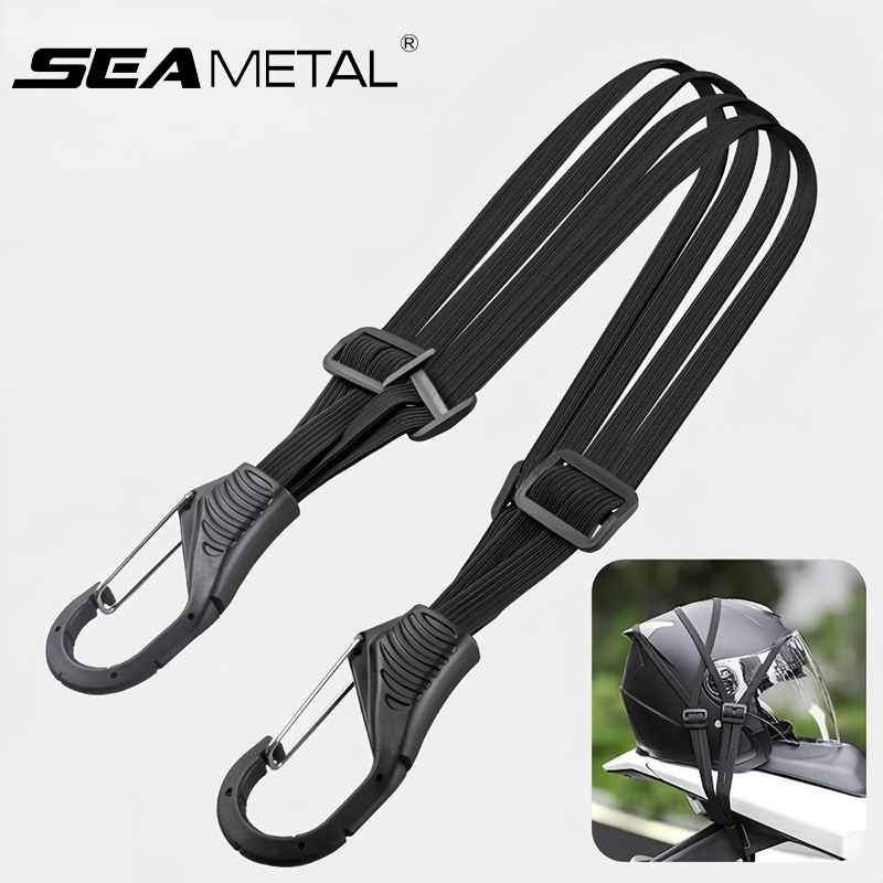 SEAMETAL สายรัดหมวกกันน็อค รถจักรยานยนต์ สายรัดหมวกกันน็อคยืดหยุ่นสูง เชือกมอเตอร์ เชือกยึดกระเป๋าเดินทางอเนกประสงค์