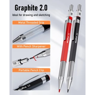 Nicpro 11 PACK ดินสอช่างไม้-ครบชุด,ดินสอช่างไม้แบบกลไกพร้อม 2.8 มม.-HB พร้อม 36 เติมใช้สําหรับเครื่องหมายหลุมลึก Construction Heavy Duty งานไม้ดินสอ