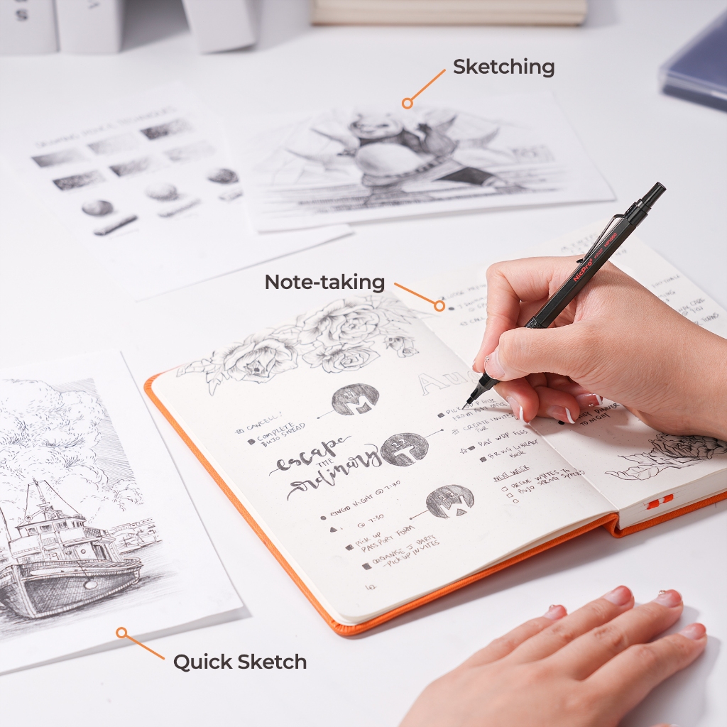 Nicpro 2 ชิ้น ดินสอกด 0.5 มม. & 0.7 มม. พร้อมเคส, MP1000 โลหะชุดดินสอศิลปินพร้อมไส้ตะกั่ว HB 4 หลอด, ยางลบ 2 อัน, ไส้ยางลบ 9 ไส้สําหรับการเขียนศิลปะการวาดภาพ, - รูปที่ 6