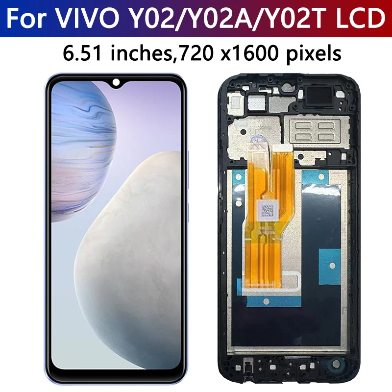 6.51 "สําหรับVivo Y02 Y02A Y02T Y11 2023 V2213 V2217 จอแสดงผลLCD Touchหน้าจอDigiziterแผงพร้อมกรอบ