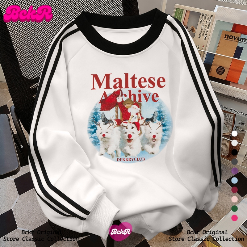 【จัดส่งตลอด24ชั่วโมง】 BCKR Christmas แฟชั่น วันคริสต์มาส คอกลมเสื้อ oversizeเสื้อผญ สเวตเตอร์YG2895