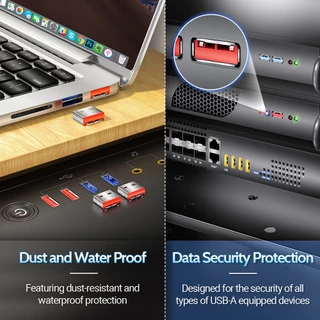 AMPCOM USB Security ใส่ล็อค, ปลั๊กกันฝุ่น USB เหล็กคาร์บอนที่ถอดออกได้, ปลั๊กบล็อกพอร์ต USB สําหรับคอมพิวเตอร์และแล็ปท็อป