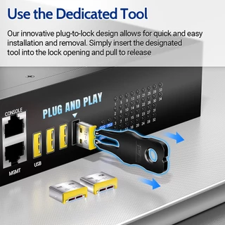 AMPCOM USB Security ใส่ล็อค, ปลั๊กกันฝุ่น USB เหล็กคาร์บอนที่ถอดออกได้, ปลั๊กบล็อกพอร์ต USB สําหรับคอมพิวเตอร์และแล็ปท็อป