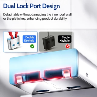 AMPCOM USB Security ใส่ล็อค, ปลั๊กกันฝุ่น USB เหล็กคาร์บอนที่ถอดออกได้, ปลั๊กบล็อกพอร์ต USB สําหรับคอมพิวเตอร์และแล็ปท็อป
