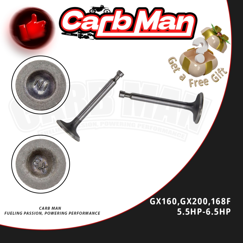 ขายเป็นคู่ วาล์วไอดี วาล์วไอเสีย อะไหล่ เครื่องยนต์เบนซิน 5.5HP-6.5HP ปั๊มน้ำGX160,GX200,168F เนื้อด