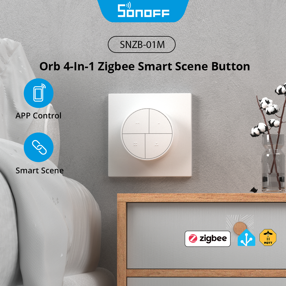 SONOFF Orb 4-In-1 Fusion Series SNZB-01M Zigbee สมาร์ทฉากปุ่ม One-Touch Scene Trigger ติดตั้งฟรี Zigbee & eWeLink Remote Dual Protocol