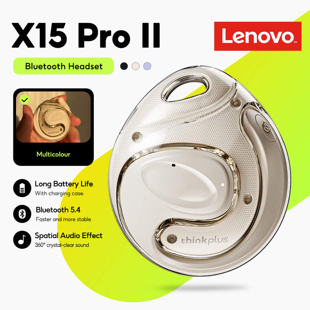 Lenovo Thinkplus X15 Pro II บลูทูธ 5.4 หูฟังไร้สายหูฟังหูฟังกีฬากันน้ํา Hd Call เพลงสมาร์ท Touch พร้อมไมโครโฟน