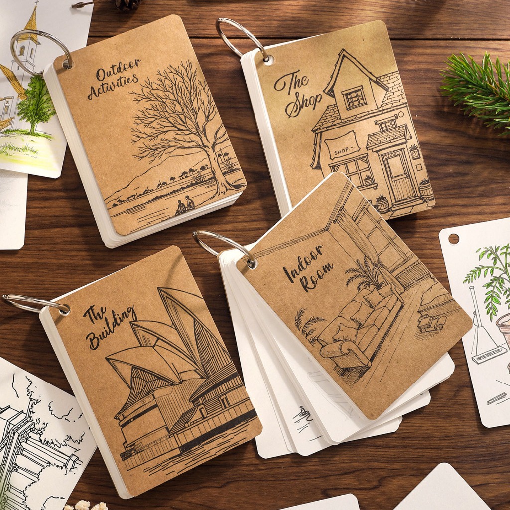 Loose Leaf Sketch & Coloring แบบพกพา Hand Drawn Art Drawing Sketchbook สําหรับ Art Classes กิจกรรมท่องเที่ยวกลางแจ้ง