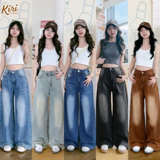 7สี กางเกงยีนส์ขายาว กางเกงยีนส์กระบอก เเนววินเทจ ยีนส์ฝอกสน…