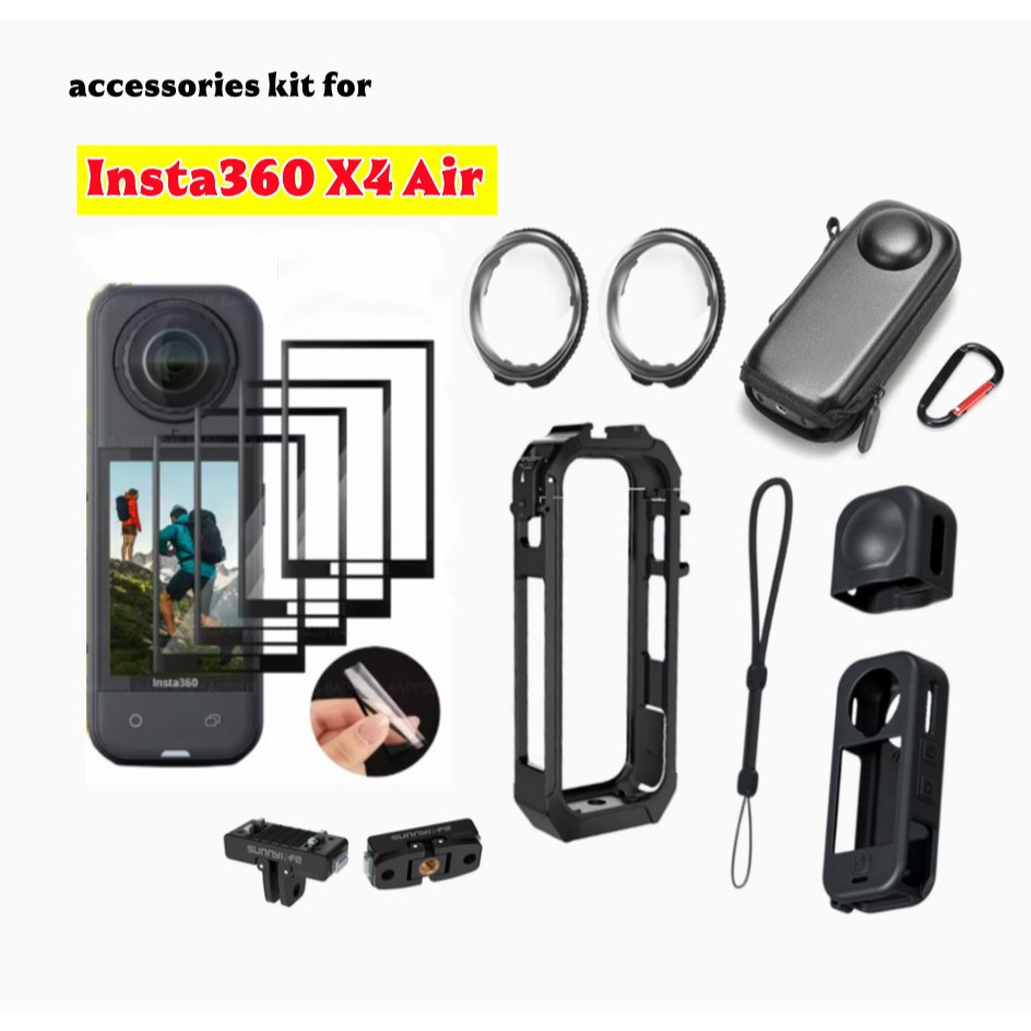 สําหรับ DJI Insta360 X4 AIR อุปกรณ์เสริมชุด PMMA ป้องกันหน้าจอที่ถอดออกได้เลนส์ Guards ซิลิโคนป้องกันกรณีโลหะแม่เหล็ก Quick-release อะแดปเตอร์กรอบถุงเก็บ
