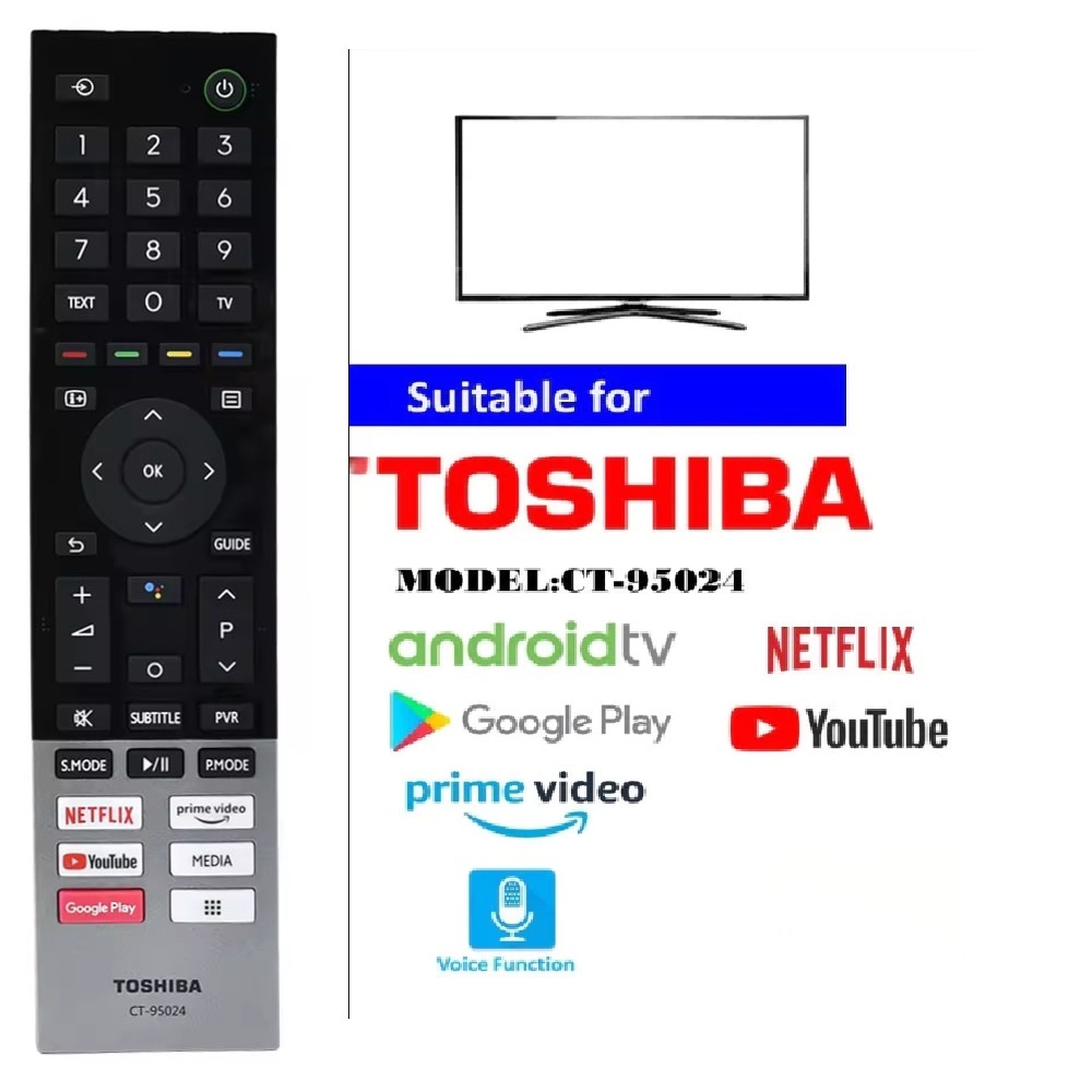 สําหรับโตชิบา CT-95024 แผงแบน LED LCD Android สมาร์ททีวีรีโมทคอนโทรล YouTube Google Player 55C350LP