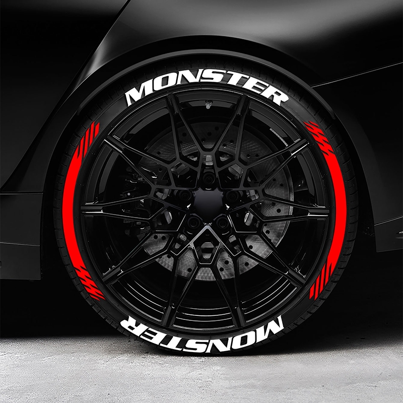 [ไม่รวมกาว] MONSTER สติกเกอร์ตัวอักษรยาง PVC ล้อสติ๊กเกอร์ตกแต่งสําหรับ Toyota Nissan Mitsubishi Proton Perodua