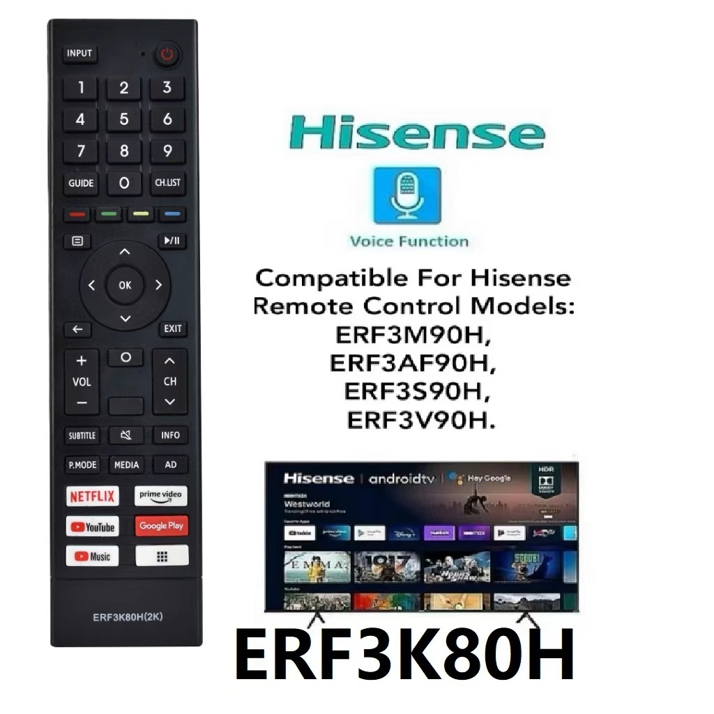 เหมาะสําหรับ Hisense ERF3S90H เหมาะสําหรับรีโมทคอนโทรลทีวี LCD เสียง Hisense 75Q6N ERF3S90H (ไม่มีเส