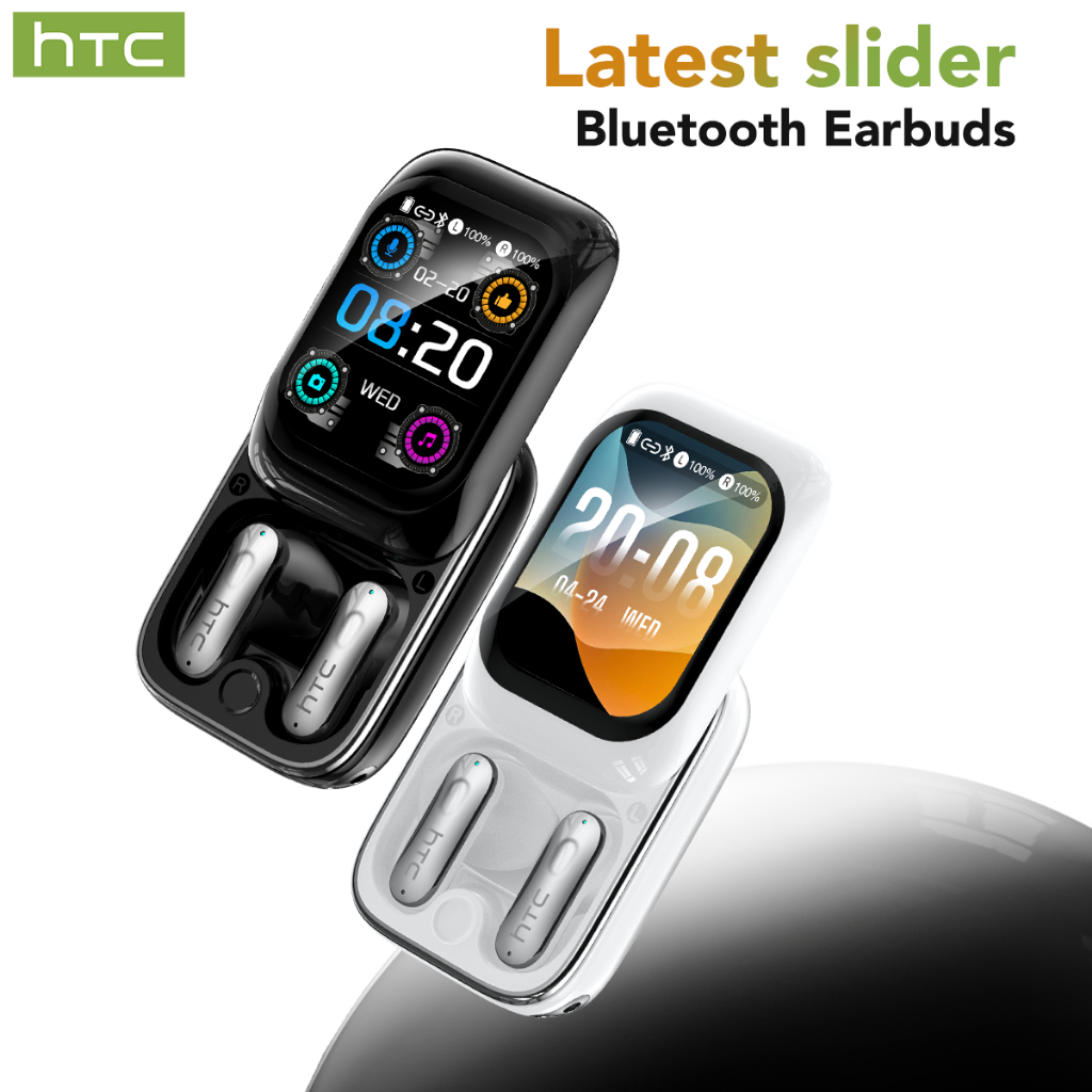 HTC NE48 ล่าสุด Slider หูฟังไร้สายบลูทูธ HIFI LCD Touchscreen AI หูฟังแปลสมาร์ทเสียงรบกวน Cancelling หูฟัง