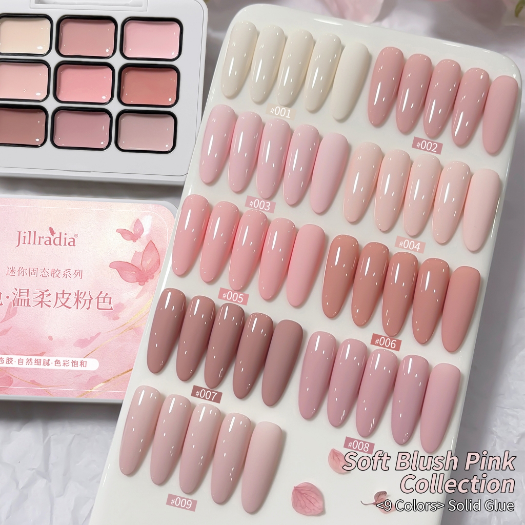 JILLRADIA - ยาทาเล็บเจลสีชมพูใหม่ ชุด 9 สี สไตล์อ่อนหวาน ติดทนนาน เหมาะสำหรับการทำเล็บ
