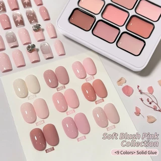 JILLRADIA - ยาทาเล็บเจลสีชมพูใหม่ ชุด 9 สี สไตล์อ่อนหวาน ติดทนนาน เหมาะสำหรับการทำเล็บ