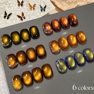 XEIJAYI 15 มล. ชุดยาทาเล็บลายตาแมวสีน้ำตาลแดงใหม่ 6 สี เหมาะ…