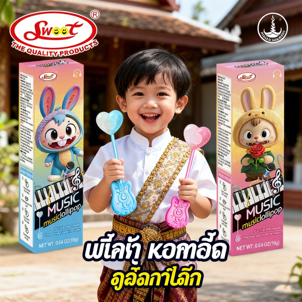 SWOOT อมยิ้มดนตรีสําหรับเด็ก, ได้รับการรับรองจาก FDA ฮาลาล, 2 รสชาติ, ของขวัญของเล่นตุ๊กตาอิเล็กทรอนิกส์, จีนนําเข้า
