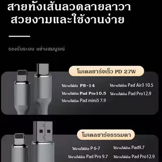 สาย PD 27W ⚡️ สายชาร์จแบบถัก USB C ถึง L-Shaped C เหมาะสําหรับแล็ปท็อป,สายทนทาน โทรศัพท์มือถือ
