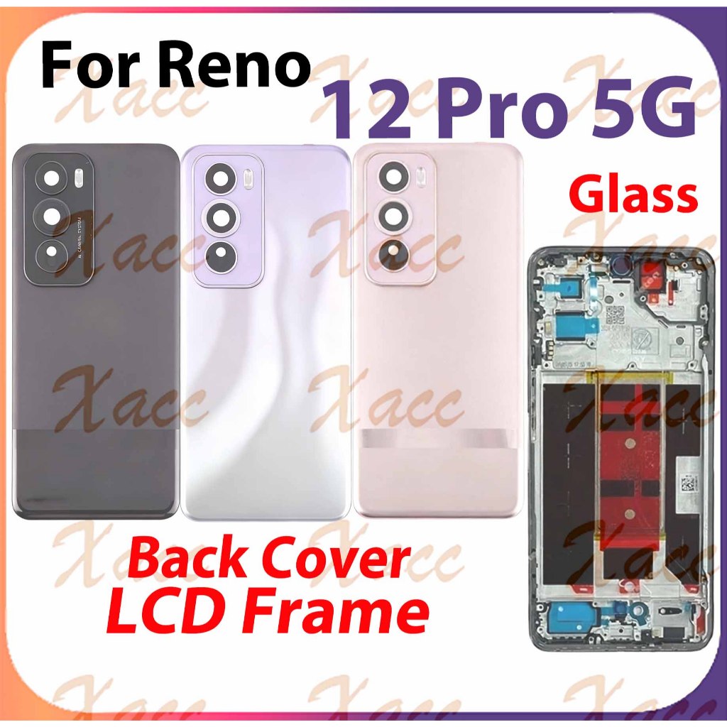 สําหรับOppo Reno 12 Pro 5G CPH2629 ฝาหลังแบตเตอรี่ชุดเต็มปุ่มกรอบกลางกรอบเลนส์กล้องLCDกรอบด้านหน้าโทรศัพท์เปลี่ยนการติดตั้ง
