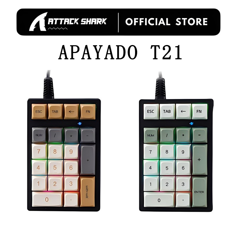 T21 Mini Numric Keypad แบบมีสาย APAYADO 21 คีย์คีย์บอร์ดตัวเลข,Backlight แบบพกพาสําหรับ Treasury/บัญชี/การเงิน